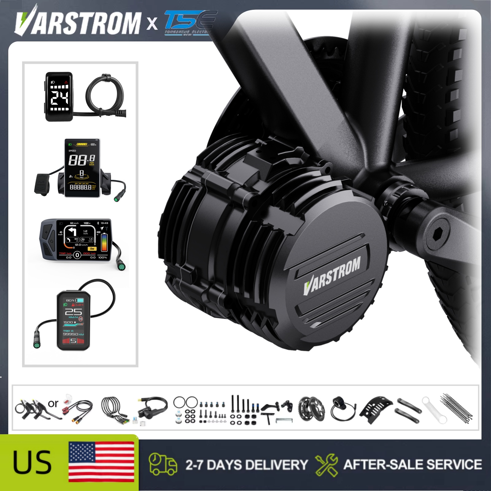Side Hung Mid Drive Motor Kit - [USA Stock] Tongsheng TSDZ16 48V 1000W